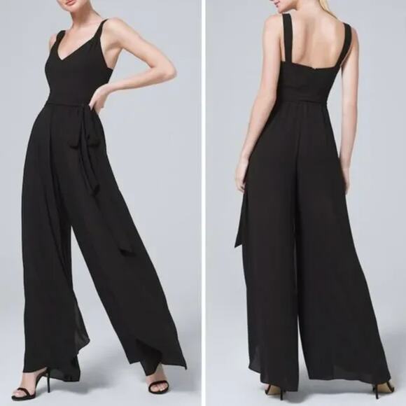 New!  White House Black Market black‎ Slit-Detail Wide-Leg Jumpsuit, 00 - Picture 1 of 16
